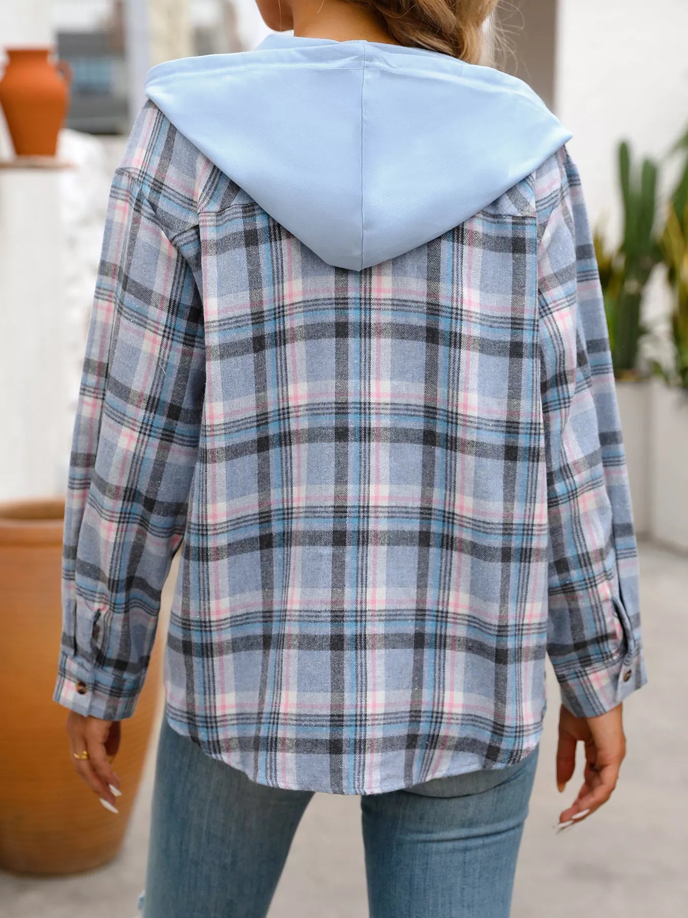 Chemise à capuche carreaux oversize femme MONARK - coupe oversize