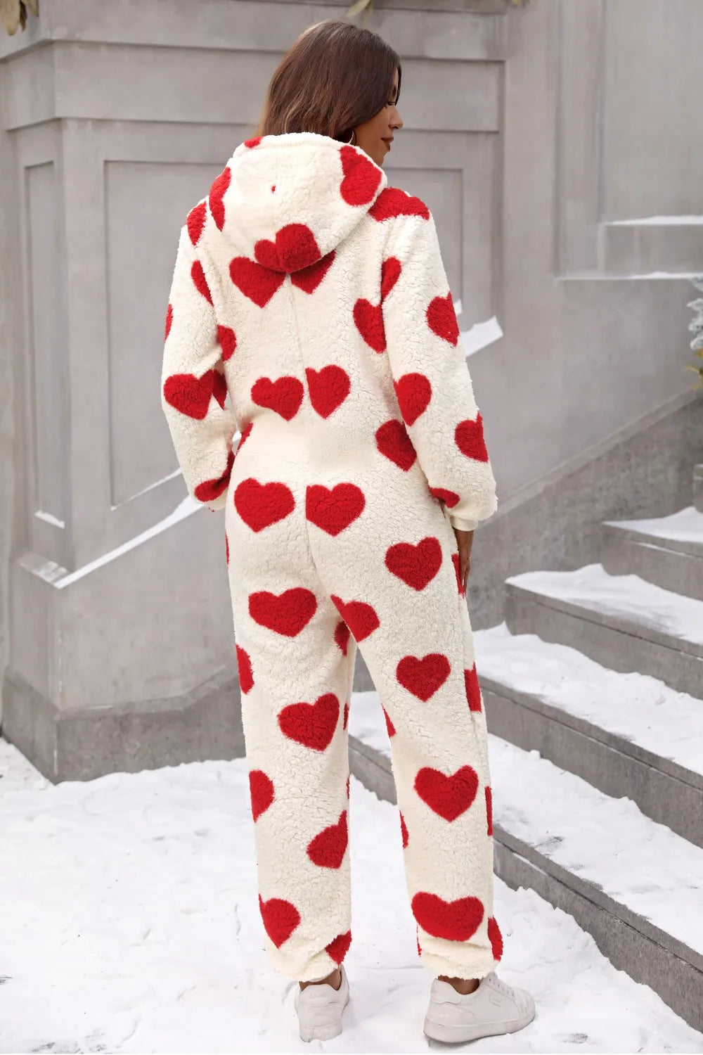 Pyjama peluche femme capuche zippée MONARK - détail zip