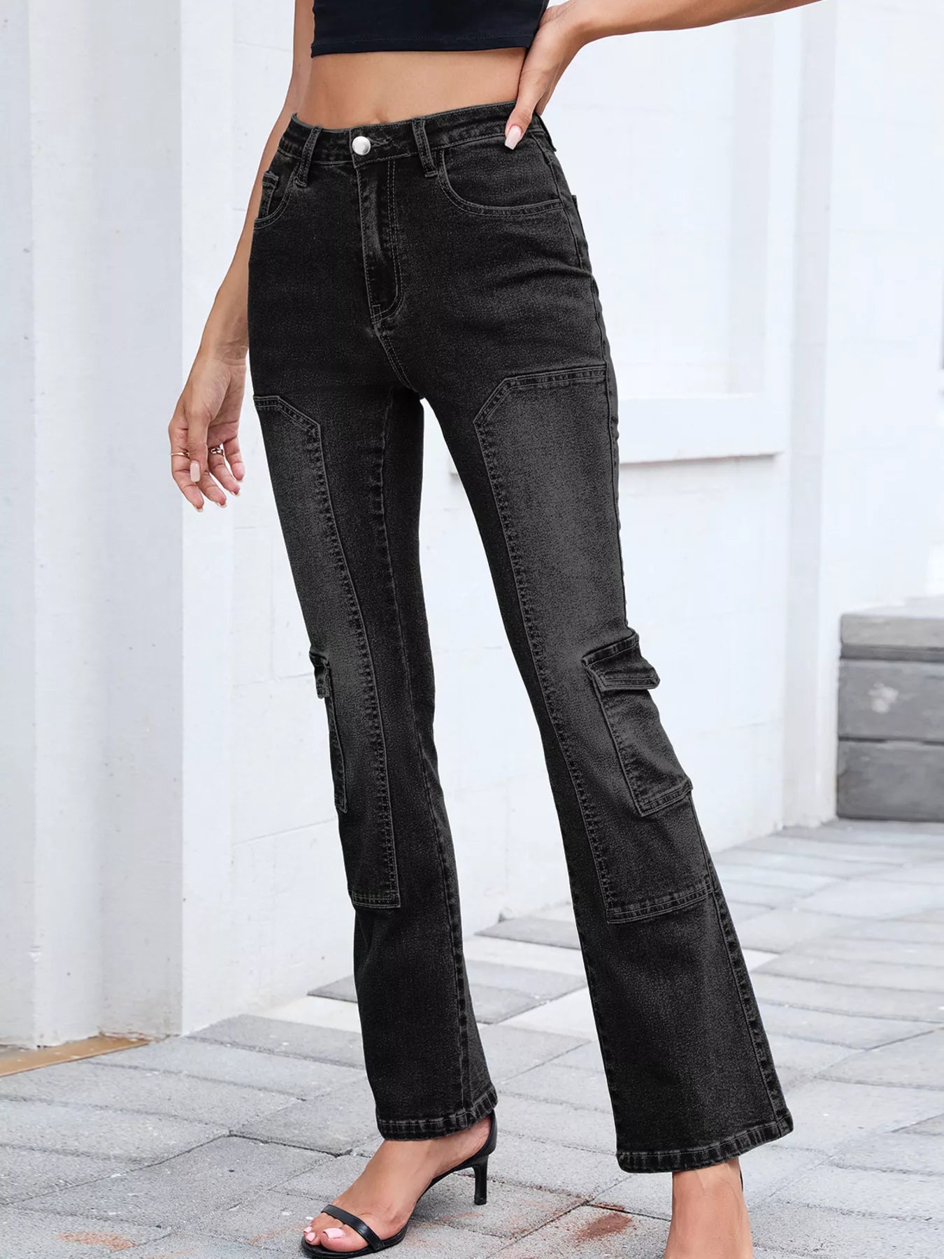 Jean bootcut taille haute femme MONARK - porté face