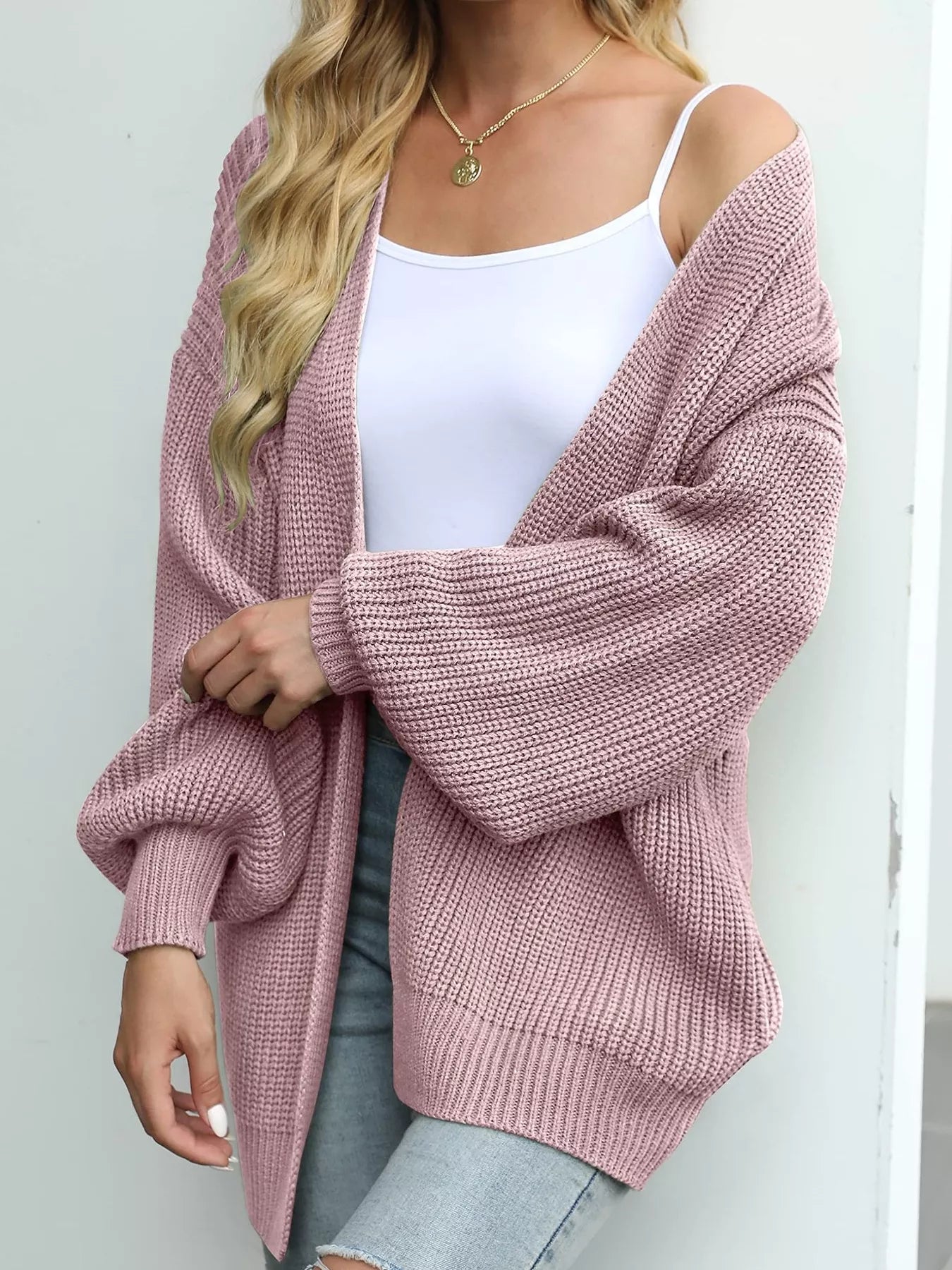 Cardigan femme maille chunky oversize MONARK - détail maille