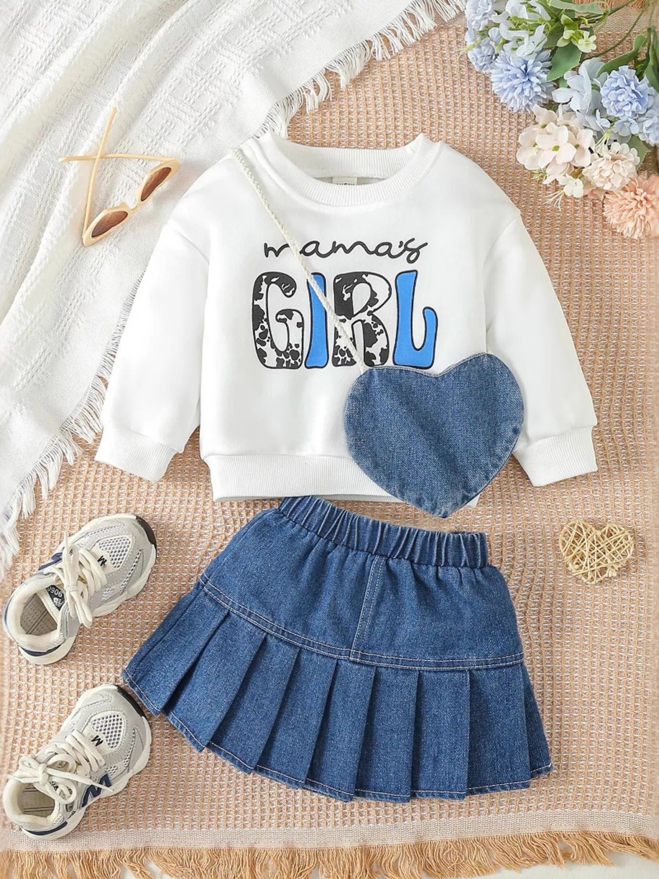 Ensemble enfant top plissé et jupe en jean MONARK - vue produit