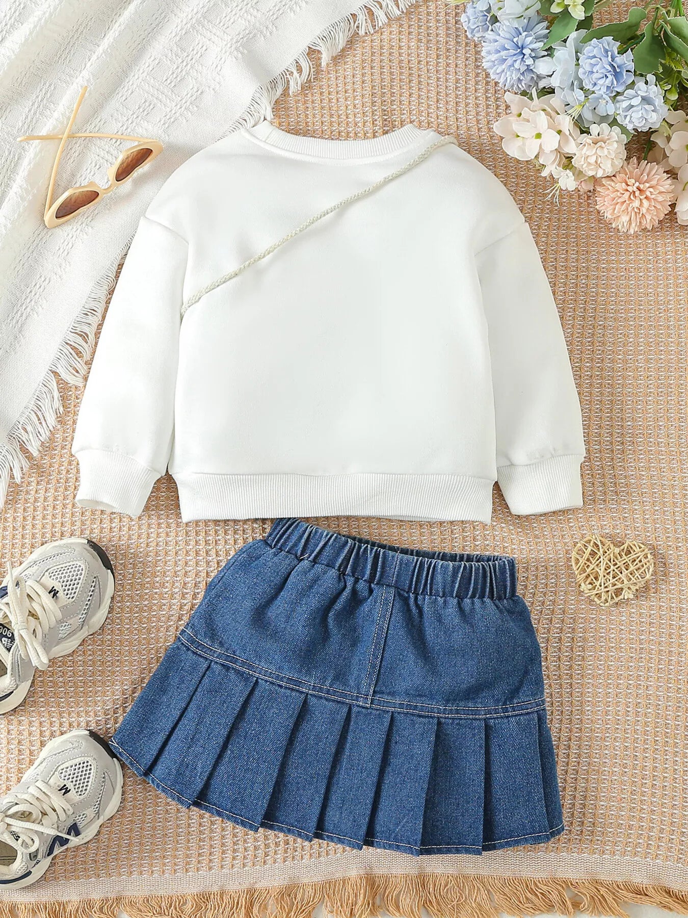 Ensemble enfant top plissé et jupe en jean MONARK - détail jupe