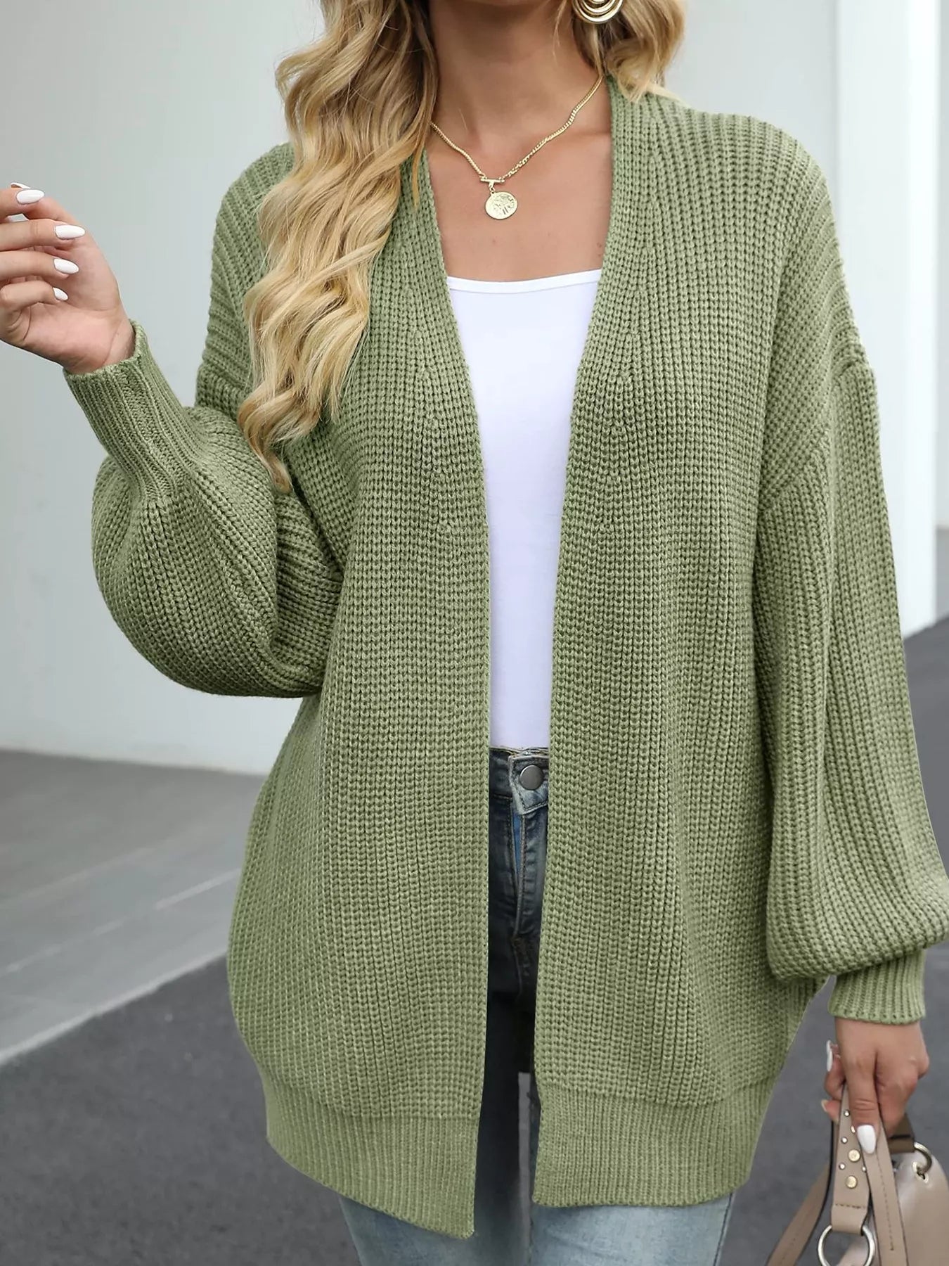 Cardigan femme maille chunky oversize MONARK - porté dos