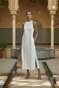 Robe midi femme fendue et ajourée MONARK - vue produit