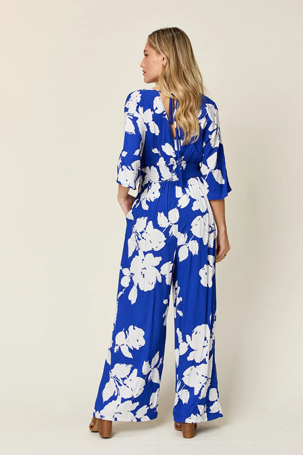 Combinaison femme jambe large imprimée MONARK - dos noué